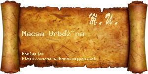 Macsa Urbána névjegykártya